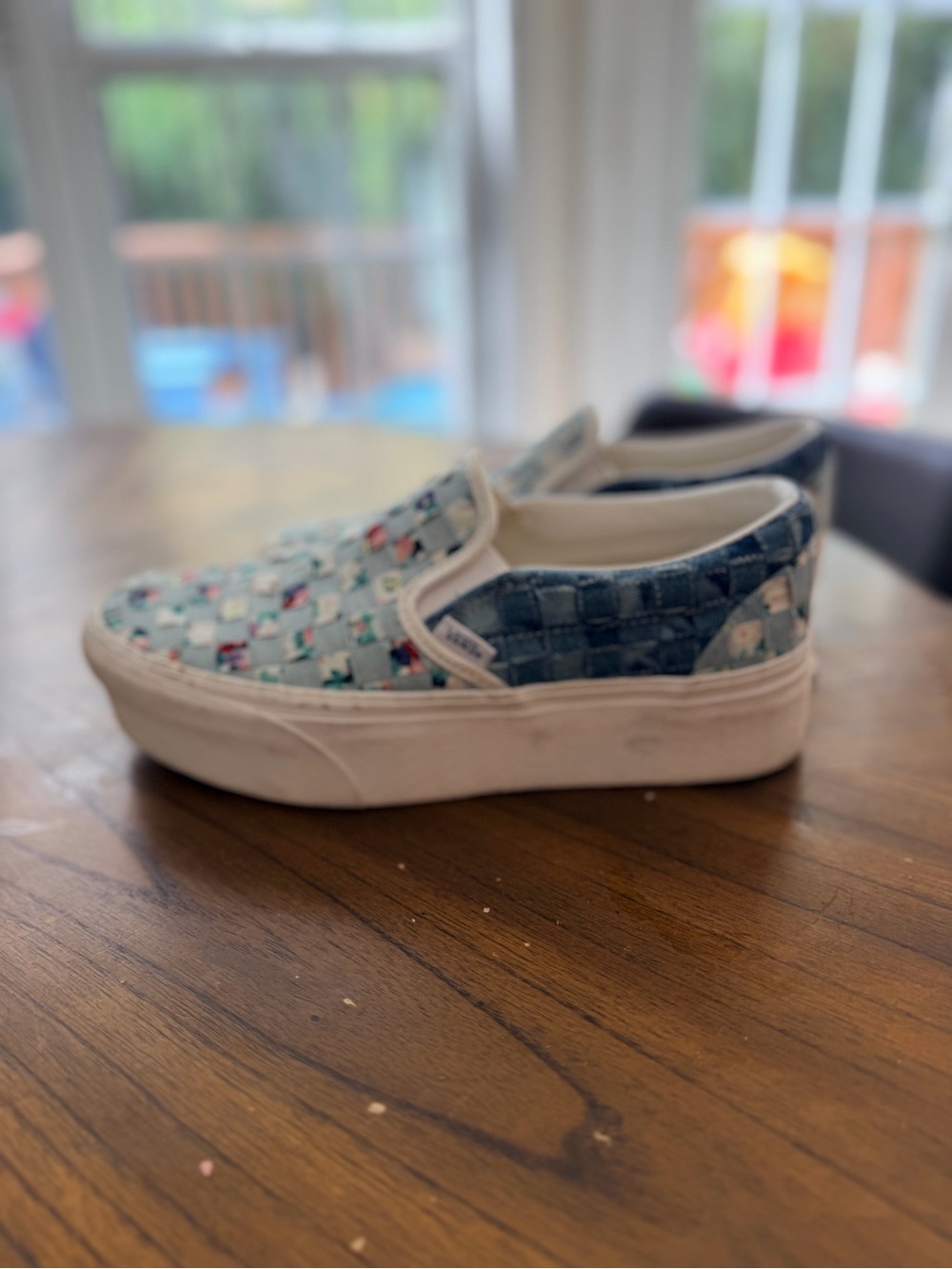 Vans Classic Slip On Stackform Woven Denim Floral 9 Quilted Fabric Sneakers - Picture 6 of 6